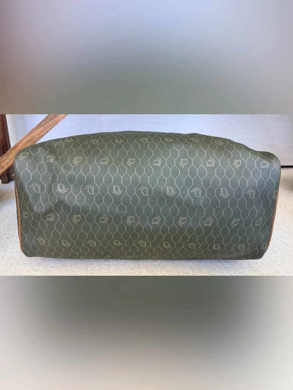 CHRISTIAN DIOR Vintage Honeycomb Monogram Boston Weekender Travel Bag Pristine